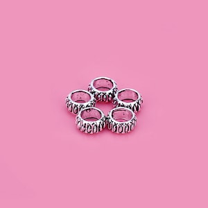 Sterling Silver Pony Beads, Tribal Bead, Tire Bead, Rondelle Bead, IndigenousBead, Bracelet Spacer, Ethnic Bead, Native Bead 6mm