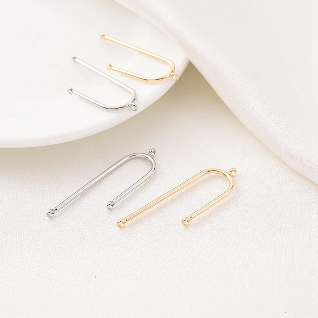 14K Gold Plated U Shaped Connector Charm With Loop, Tube Charm ...