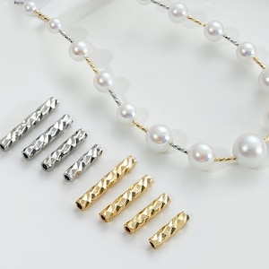 14K Gold Plated Textured Tube Beads, Sparkle Tube Bead, Spiral Bead, Straight Cute Bead, Tube Bead, Bracelet Spacer, Ethnic Bead, Boho Bead