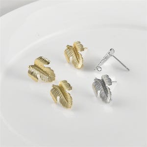 14K Vergoldeter Blatt Ohrstecker mit offener Schlaufe, Traubenblatt Ohrstecker, Barock Stil Ohrstecker, Pflanzen Ohrstecker, Ohrring Komponente