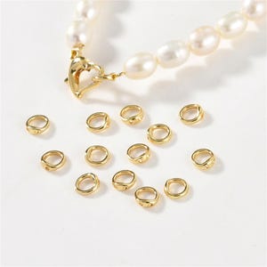 14K Gold Plated Closed Jump Rings for Clasp, Round Bead Spacers For Jewelry Making Supplies, Plain Bracelet Beads, Connector Beads 5mm