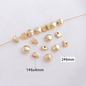 14K Gold Plated Irregular Beads, Brass Spacer Beads, Gold Plated Nugget Beads, Spacer Irregular Shape Bead, Bracelet Spacer Bead 6mm