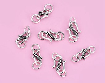 Sterling Silver S Clasps, s925 Silver Hook Clasp With Ring For Jewelry Making Supplies, Bracelet Hook Clasp Connector Ring