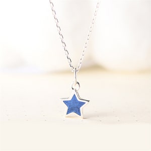 50pcs Sterling Silver Blue Enamel Star Charm, Celestial Bracelet, Starry Necklace, Pentagram Earring, Sparkling Jewelry, Twinkling Charm