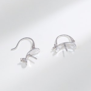 Sterling Silver Leverback Earring Settings with Cup and Peg, 925 Silver Earring for Half Drilled Pearl, Clip-On Earring Base Component 12mm