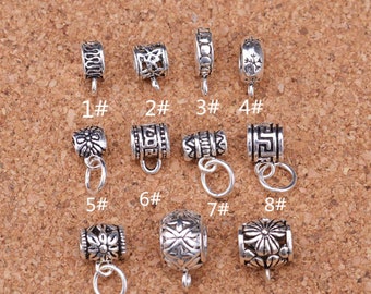 Sterling Silver Beads, Sterling Silver Tube Beads with Loop, s925 Silver Beads, Silver Vintage Beads,Tube Spacer Bead 5.5-7.5mm