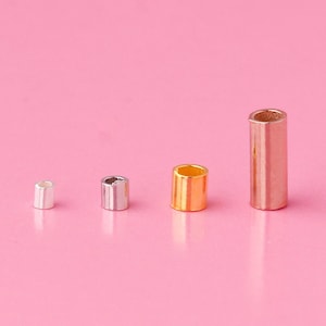 Argent sterling à écraser, Perle tube en argent sterling à coupe droite, Argent s 925, Perle à écraser, Entretoise, Bracelet tube 1 mm 1,5 mm 2 mm 2*5 mm