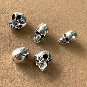 Sterling Silver Skull Beads, Jack Skellington Bead, Skeleton Ring Bead, Large Hole Bead, Gothic Bead, Bracelet Spacer, Rocker Bead,Punk Bead