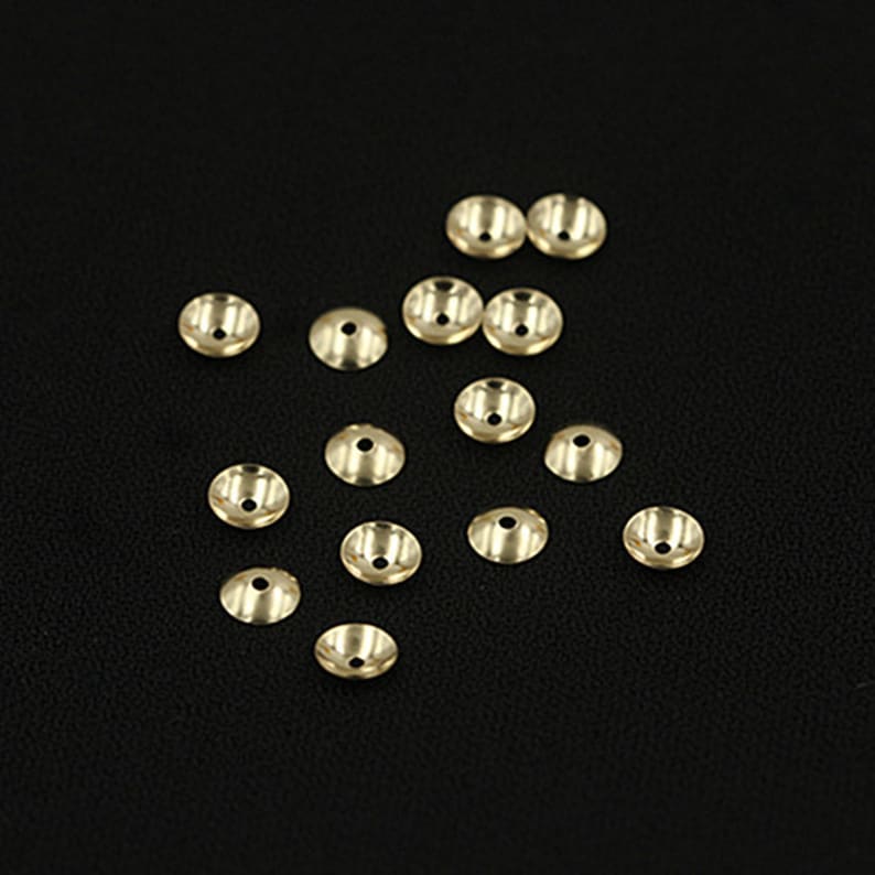 14K Gold Filled Bead Caps, Gold Filled Beads Cap For Jewelry Making Supplies, Bracelet Beads Cap, Plain Smooth Bead Caps 3mm 4mm image 5
