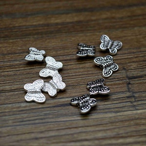 Sterling Silver Butterfly Beads, Winged Bead, Insect Bead, Garden Bead, Nature Bead, Bracelet Spacer,Animal Bead,Fluttering Bead,Summer Bead