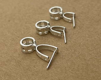 Sterling Silver Shiny Pinch Bails with Large Hole Bail, Overlap Coin Design, Pinch Bail, Bail Charm, Necklace Bails, Pendant Bail