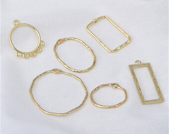 Colgante con dije rectangular recortado chapado en oro, pulsera redonda, collar circular, pendiente colgante, joyería geométrica, dije boho, dijes a granel