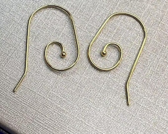 Alambres para aretes en espiral rellenos de oro de 14 quilates con extremo de cuenta, alambre para aretes relleno de oro, gancho para aretes, componente para aretes, alambre para aretes, accesorio para aretes