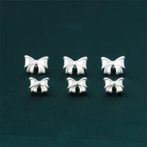 Sterling Silver Bowknot Beads, Bow Bead, Butterfly Knot Bead, Bowtie Bead, Plain Bow Bead, Bracelet Spacer, Delicate Bead, Dainty Bead