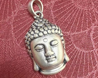 Ciondolo con testa di Buddha in argento sterling, braccialetto buddista, collana con statua, orecchino amuleto, gioielli religiosi, ciondolo per la meditazione
