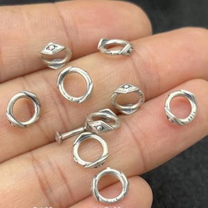 Sterling Silver Closed Jump Rings with Eye Imprint, s925 Silver Round Circle Bead Spacers For Jewelry Making Supplies, Bracelet Ring Beads