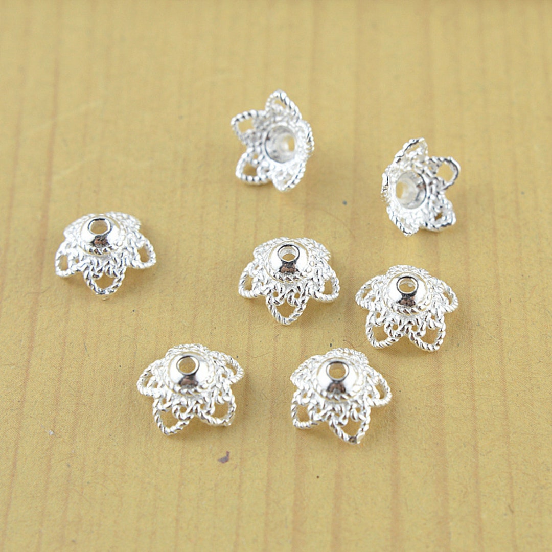 Sterling Silver Bead Caps, S925 Silver Beads Cap for Jewelry Making Supplies, Bracelet Beads Cap