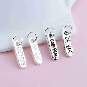 Sterling Silver Wealth Charm Pendant, Safety Bracelet, Fortune Necklace, Success Earring, Small Charm, Abundance Jewelry,Rectangle Tag Charm