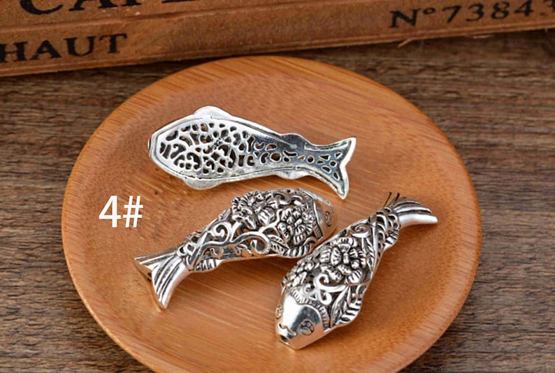 Sterling Silver Beads Sterling Silver Fish Beads S925 Silver Etsy