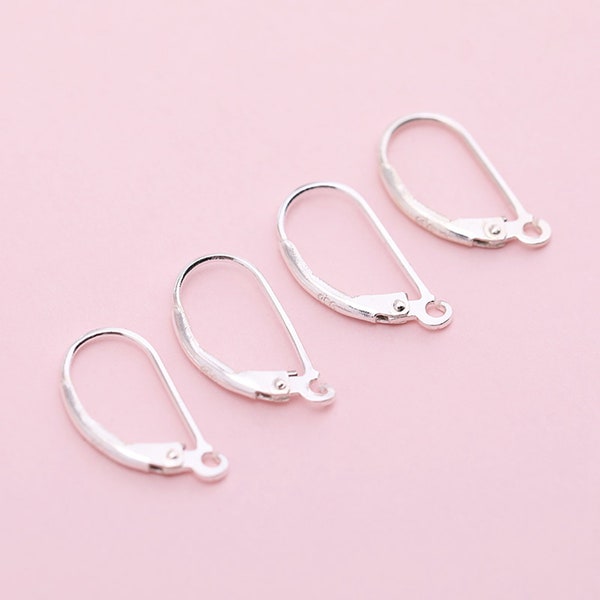 Sterling Silver Earring Plain Leverback, s925 Silver Ear Wire Plain Lever Back For Jewelry Making Supplies, Simple Earring