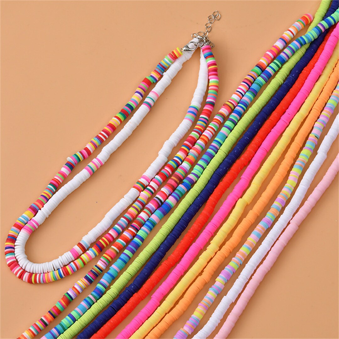 Polymer Clay Round Chip Bead, Pony Bead, Colorful Flat Round Bead