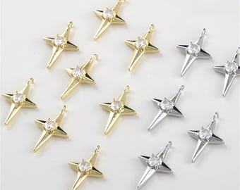 14k Gold CZ Moon and Star 15mm Charm Pendant 14k Gold CZ Moon and Star 15mm Charm Pendant