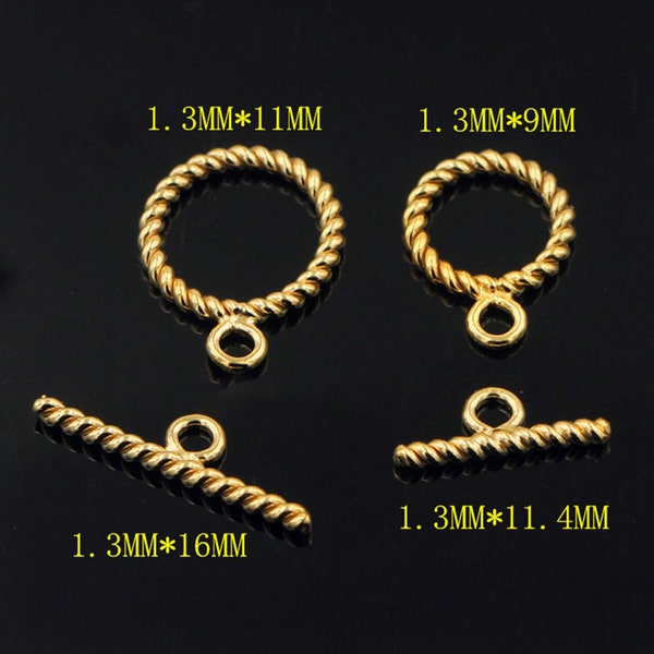 14K Gold Filled Toggle Clasp, Gold Filled Twist Round Toggle Clasps Set For Jewelry Making Supplies, Bracelet Clasps, Necklace Clasps