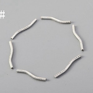 Sterling Silver S shape Tube Beads, Plain Tube Bead, Twist Tube Bead, Ethnic Bead, Bracelet Spacer, Curve Tube Bead, Noodle Tube Bead 19mm