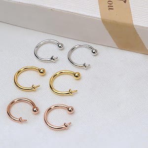 Montature per orecchini a polsino in argento Sterling, orecchini a polsino non perforanti in argento 925, orecchini a polsino non perforanti, orecchini avvolgenti monopezzo con montature a perno