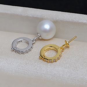 Sterling Silver Pendant Setting, s925 Silver Round Clasp Pendant Setting For Supplies, Half Drilled Pearl Mounts, Peg & Cup 1*8mm