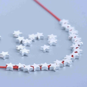 Abalorios de plata de ley, abalorios de estrella de plata de ley, abalorios de plata s925, abalorios de pulsera, abalorios espaciadores de estrella de 4,3 mm