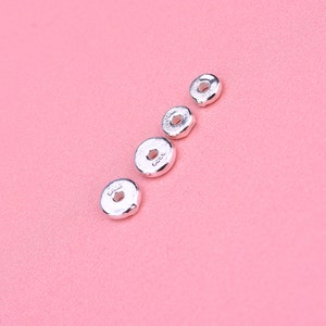 Sterling Silver Pony Beads, Sterling Silver Flat Round Beads, s925 Silver Plain Beads, Flat Round Spacer Beads  4.8mm 6.1mm 7.5mm