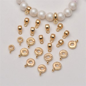 14K Gold Plated Bail Beads Spacers w/ Loop, Gold Tone Bail Spacer, Pony Bead, Donut Bead, Large Hole Beads, Bracelet Beads 8mm 11mm
