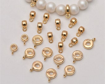 14K guldpläterade bygelpärlor med ögla, guldfärgad bygeldistans, ponnypärla, munkpärla, pärlor med stort hål, armbandspärlor 8 mm 11 mm