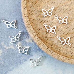 Sterling Silber Schmetterling Links, s925 Silber Schmetterling Stecker Charms für Schmuckherstellung Lieferungen, Armband Schmetterling Charms