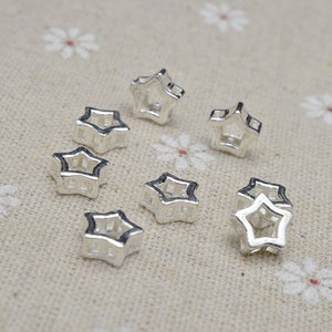 Sterling Silver Star Beads, Celestial Bead, Starry Bead, Night Sky Bead, Twinkle Star Bead, Bracelet Spacer, Starburst Bead, Pentagram Bead