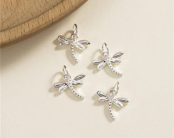 Sterling Silver Dragonfly Charm, s925 Silver Charm For Jewelry Making Supplies, Bracelet Charm, Earring Charm, Necklace Charm, Animal Charm