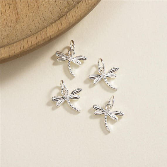 Sterling Silver Dragonfly Charm, s925 Silver Charm For Jewelry Making Supplies, Bracelet Charm, Earring Charm, Necklace Charm, Animal Charm
