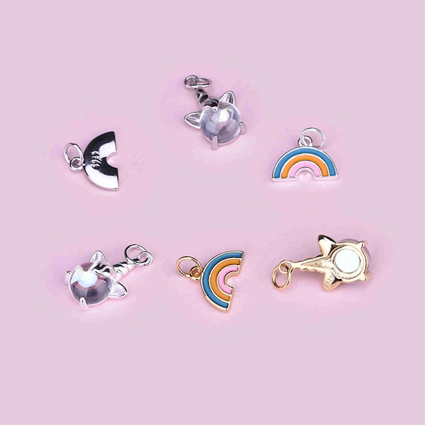 Sterling Silver Rainbow Charm Pendant, Unicorn Bracelet, Fantasy Necklace, Fairy Tale Earring, Dreamy Jewelry, Mythical Charm,Charms In Bulk