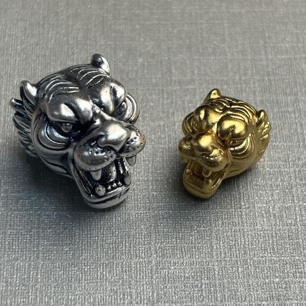 Fine Silver Beads, Sterling Silver Tiger Beads, Silver Beads, Bracelet Beads,Animal Beads,Tiger Head Beads 13.5/18.7mm