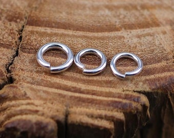 6mm 7mm 8mm Thick (18 Gauge) Sterling Silver Jump Rings Open F29