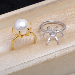 Engaste de anillo de plata esterlina, engaste de garra con piedra irregular de plata s925, espacios en blanco para anillos de plata esterlina, anillo barroco, medio perforado