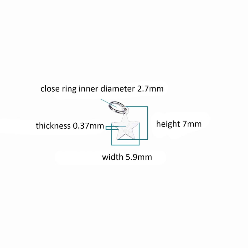 Sterling Silver Star Charm, s925 Silver Star Charm For Jewelry Making Supplies, Bracelet Charm, Earring Charm, Necklace Charm image 5