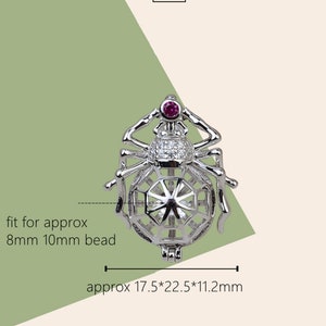 Sterling Silver Spider Pendant Setting, Silver Pearl Cage Pendant Pearl or Gemstone Bead, Animals Cage Pendant, Jewelry Making 8mm 9mm 10mm