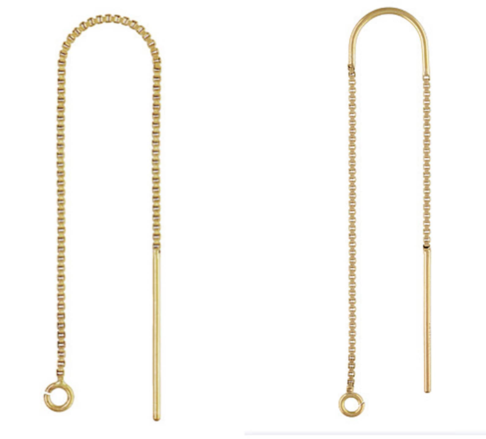 14K Gold Filled Box Chain Earring Threaders, Gold Filled Box Threader W ...