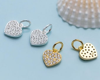 スターリングシルバー CZ ジルコン ハートチャームペンダント