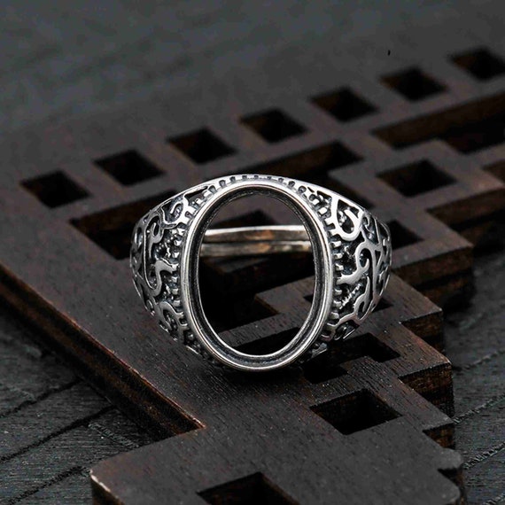 Sterling Silver Ring Setting S925 Silver Oval Bezel Cup Setting
