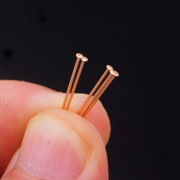 14K Rose Gold Filled Pins Headpins, Rose Gold Filled Kugelnadeln zur Schmuckherstellung, Rosegold Nadeln, Draht 24Ga 0,5mm Länge 19mm