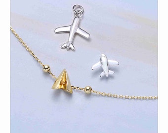 JewelsObsession Sterling Silver 26mm Airplane Charm w/Lobster Clasp JewelsObsession Sterling Silver 26mm Airplane Charm w/Lobster Clasp