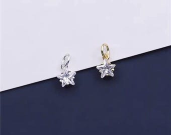 Sterling Silver Star Charm, s925 Silver Star Charm For Jewelry Making Supplies, Bracelet Charm, Zircon Charm